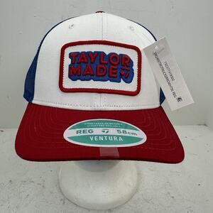 NEW TaylorMade Golf TM24 Retro Trucker Snapback Hat Red White Blue USA Ventura